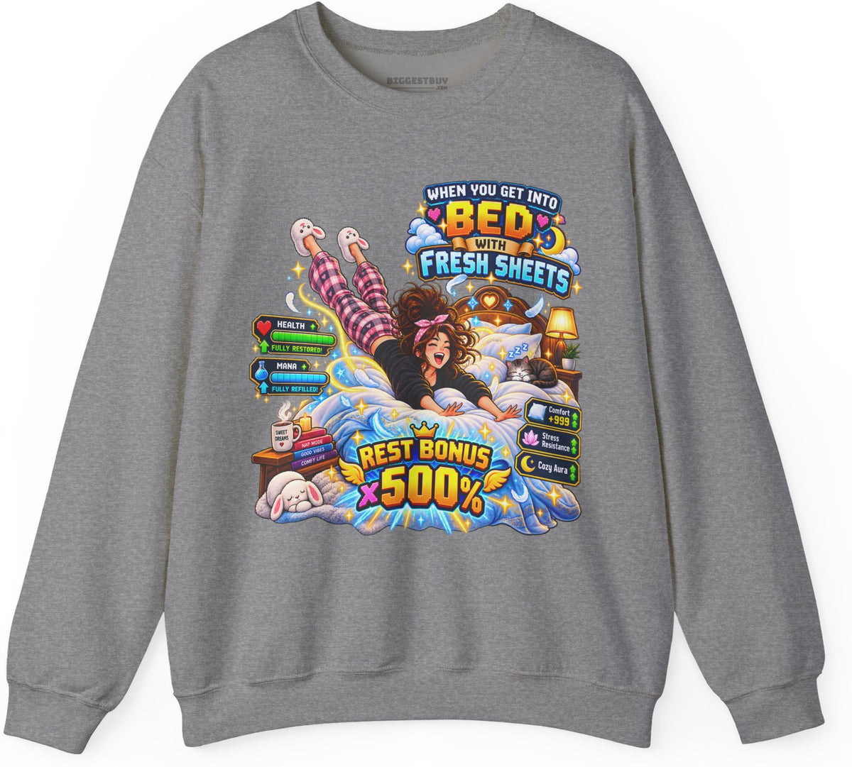 Sleepy Zone - Crewneck Sweatshirt in Graphite Heather, front view