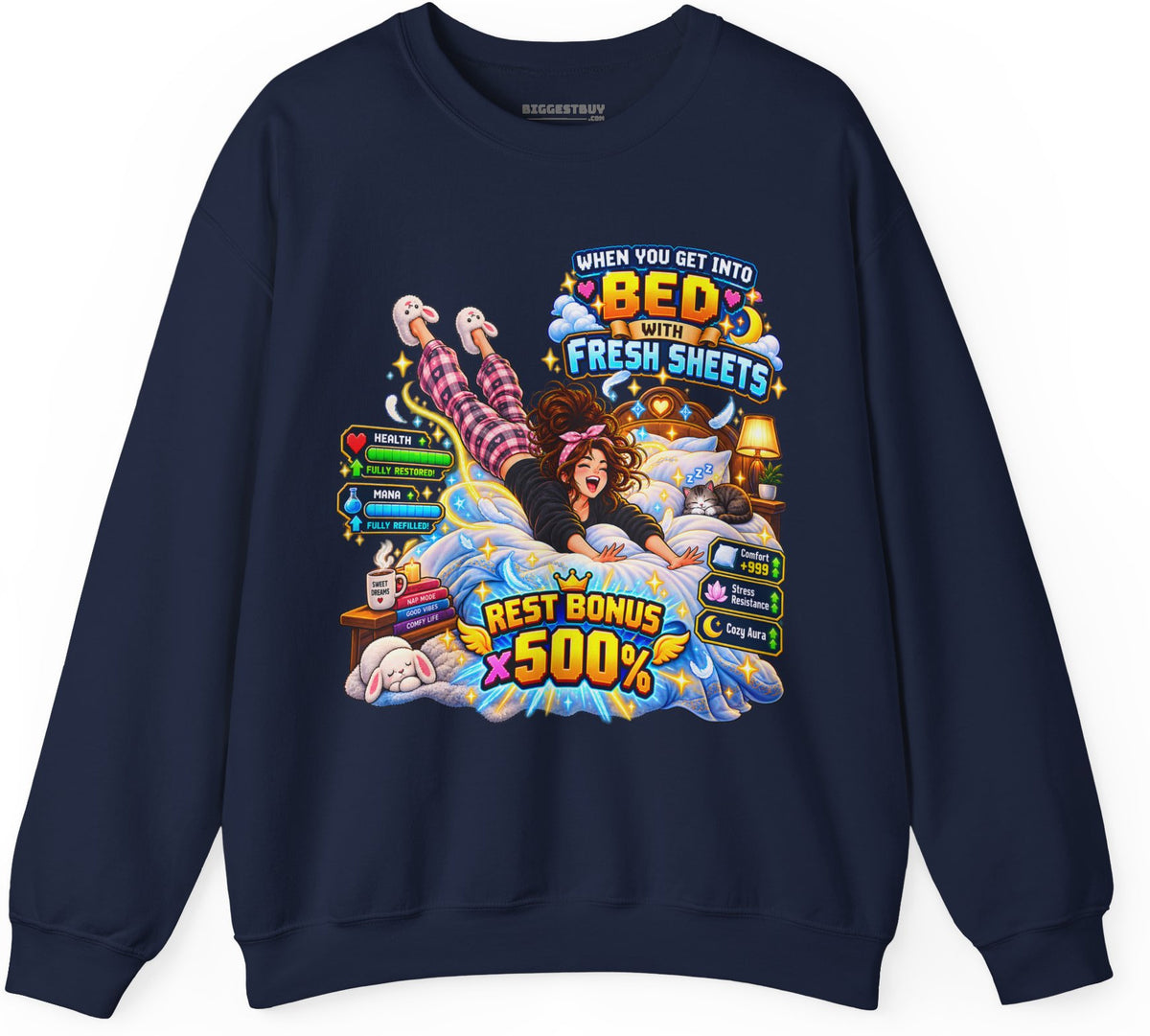 Sleepy Zone - Crewneck Sweatshirt in Navy, front view