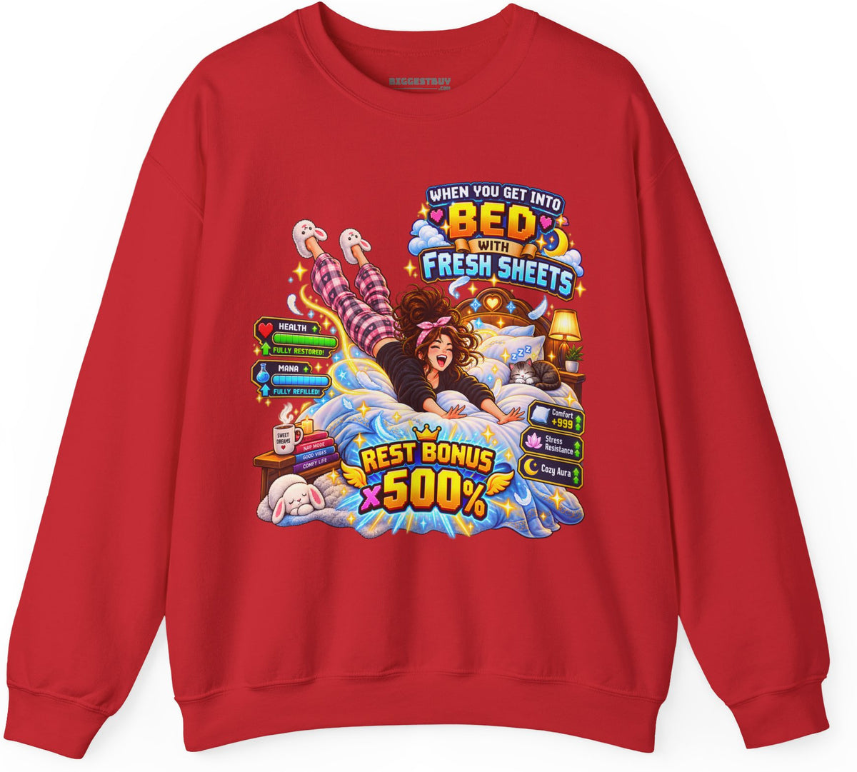 Sleepy Zone - Crewneck Sweatshirt in Red, front view