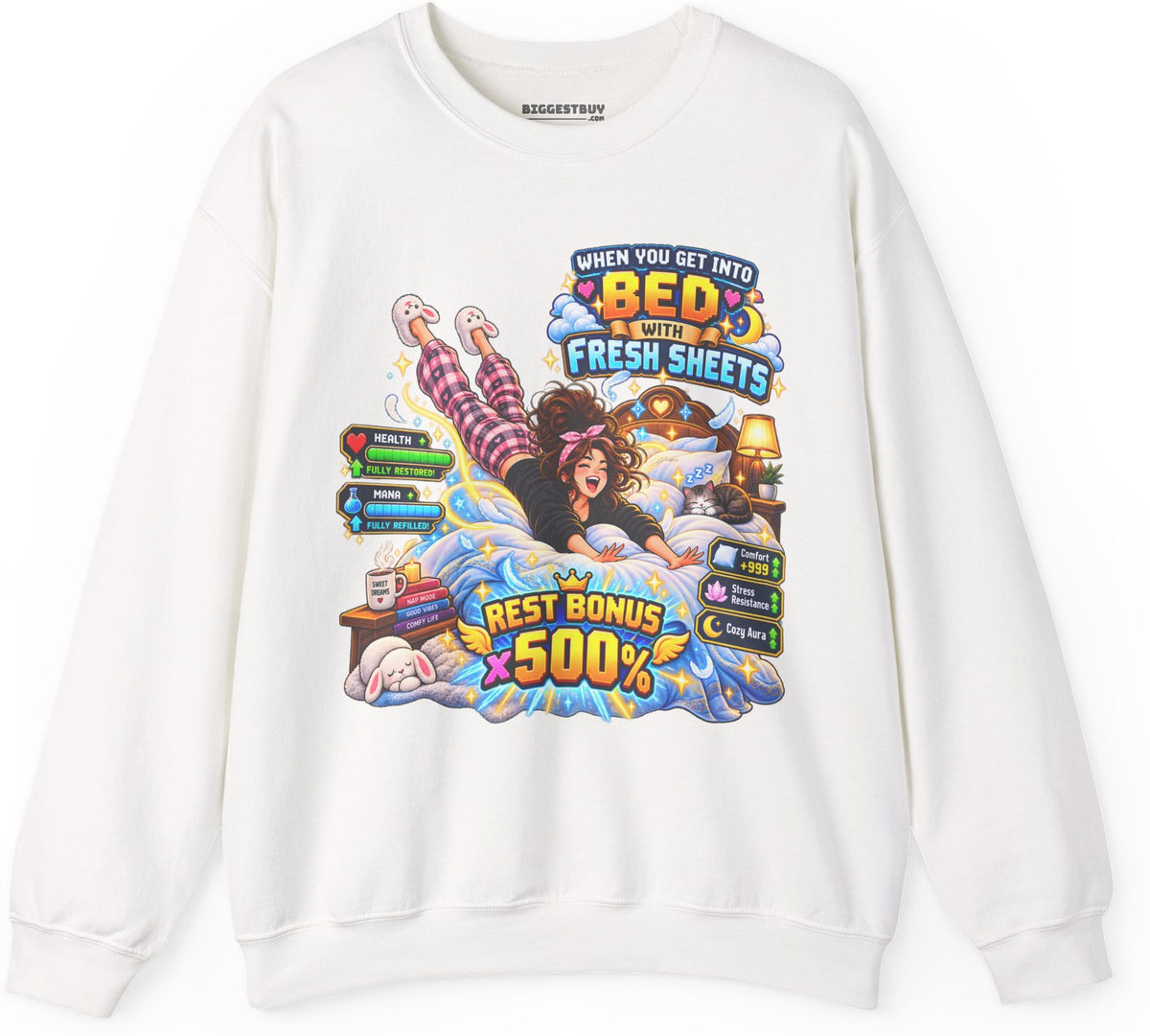 Sleepy Zone - Crewneck Sweatshirt in White, front view