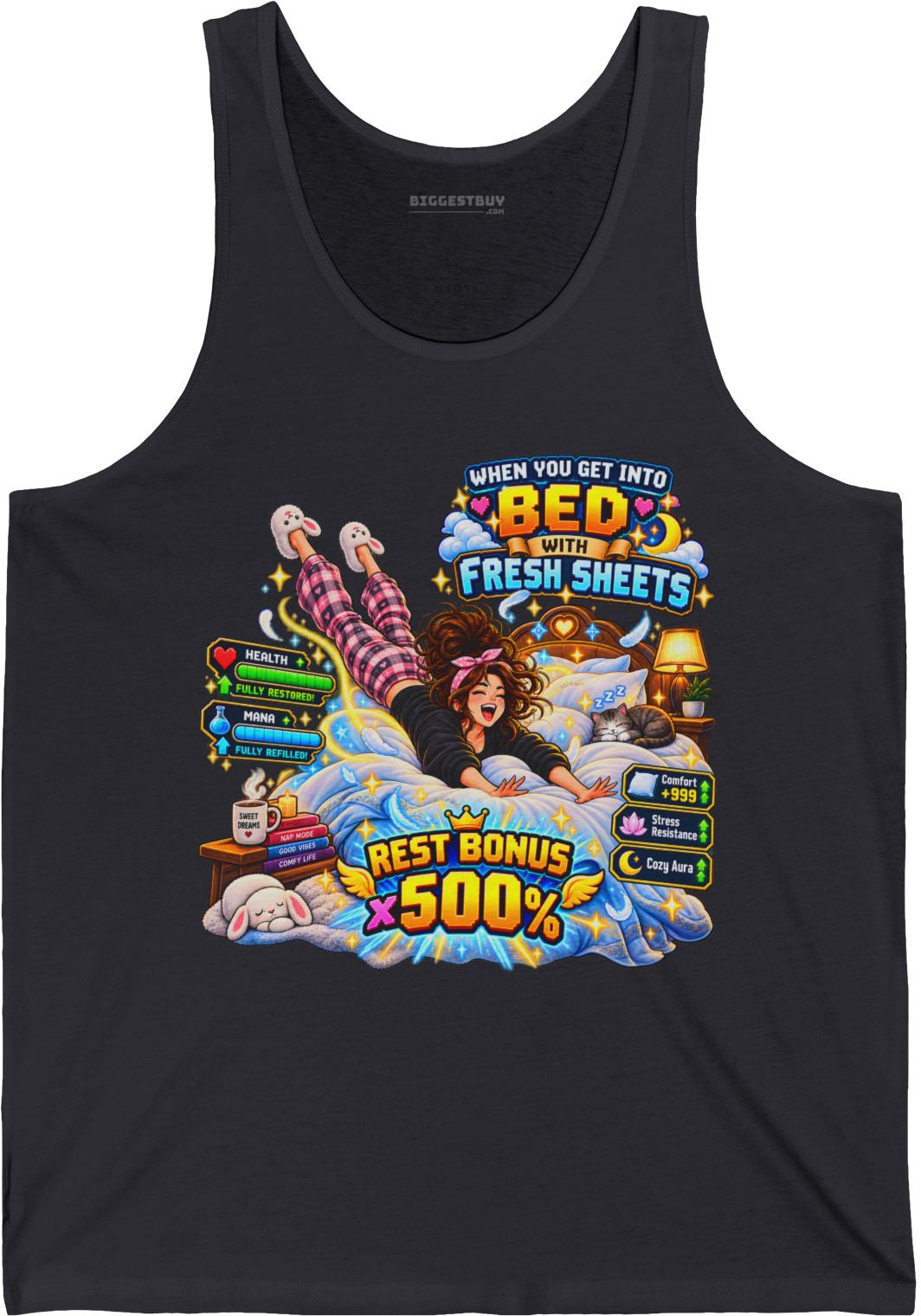Sleepy Zone - Jersey Tank Top in Dark Grey, front view