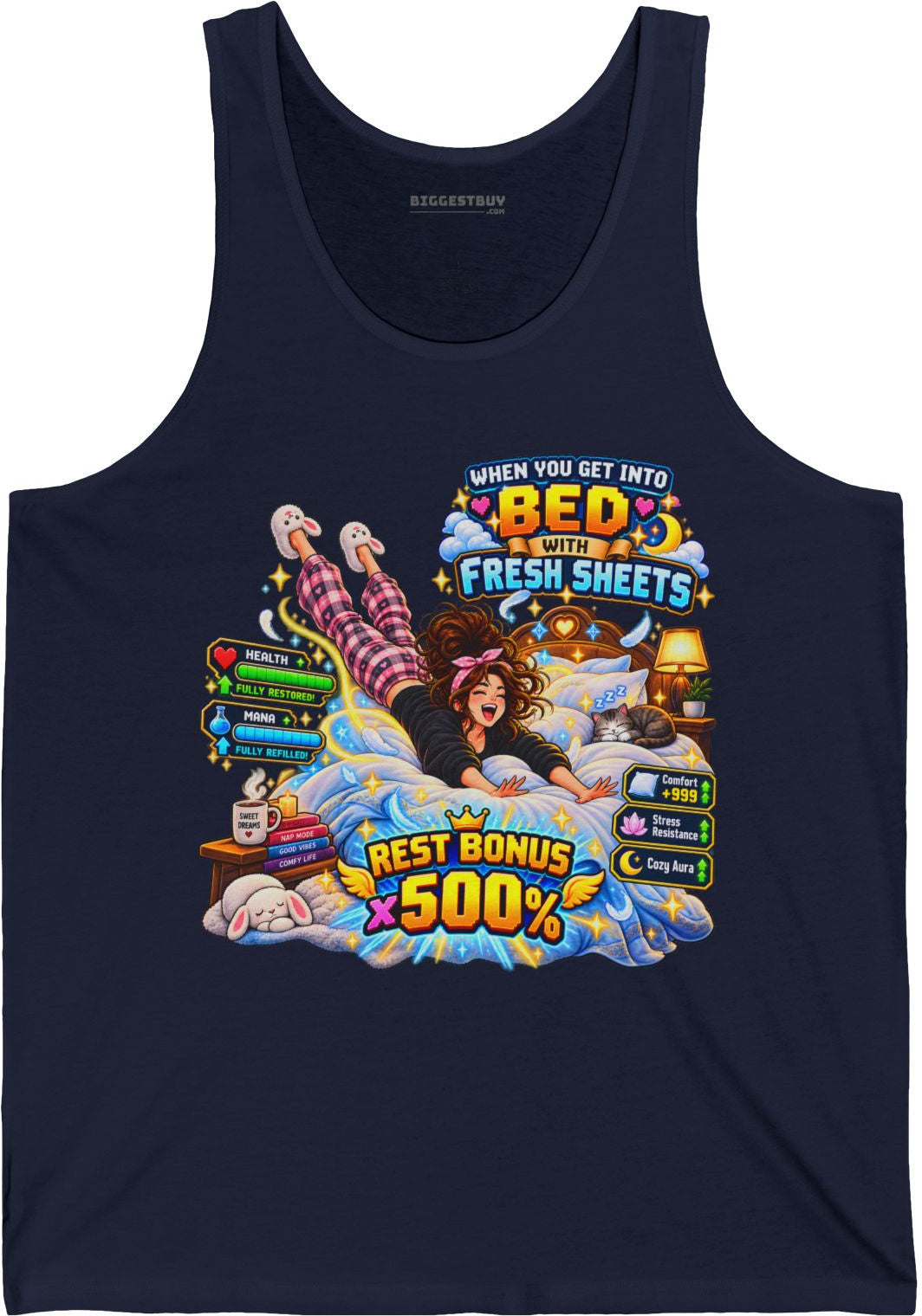 Sleepy Zone - Jersey Tank Top in Navy, front view