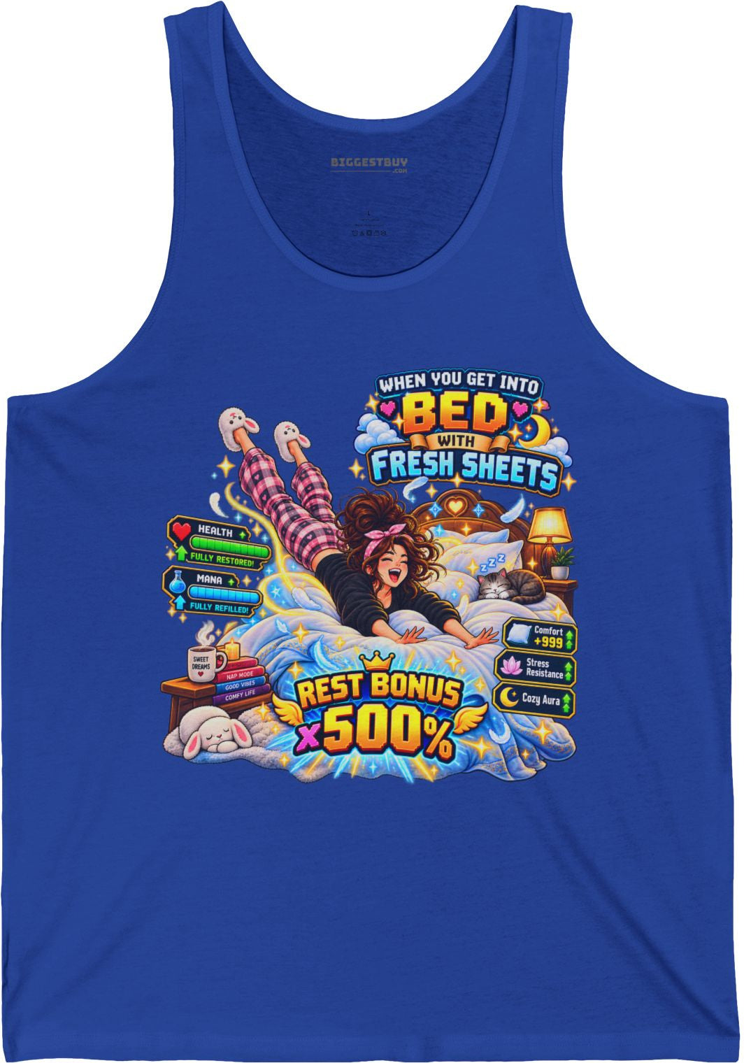 Sleepy Zone - Jersey Tank Top in True Royal, front view