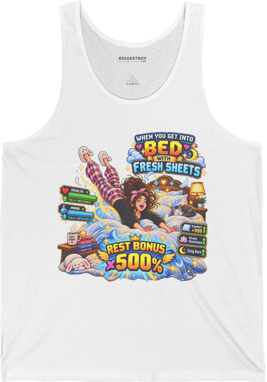 Sleepy Zone - Jersey Tank Top in White, front view