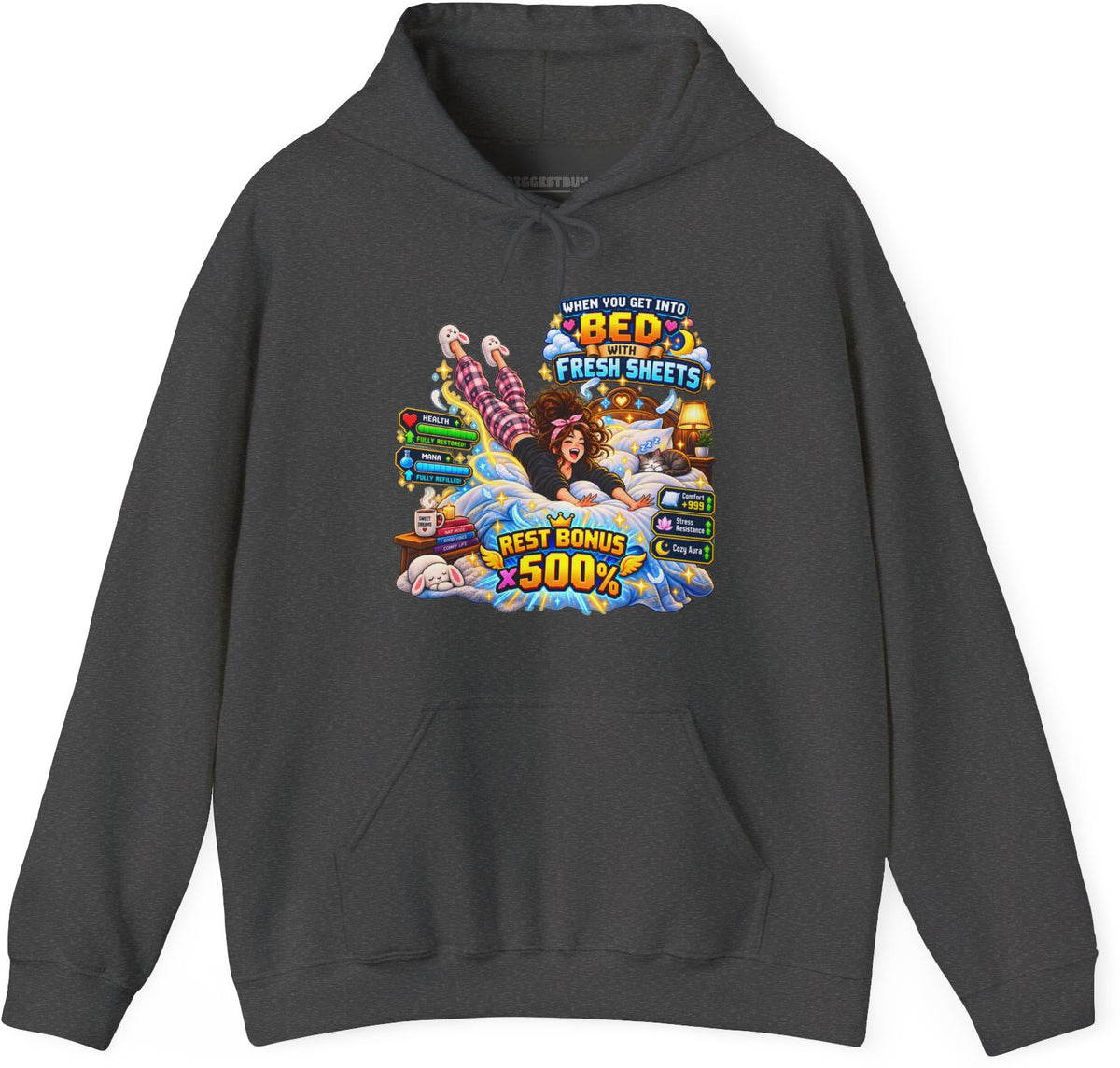 Sleepy Zone - Pullover Hoodie in Dark Heather, front view
