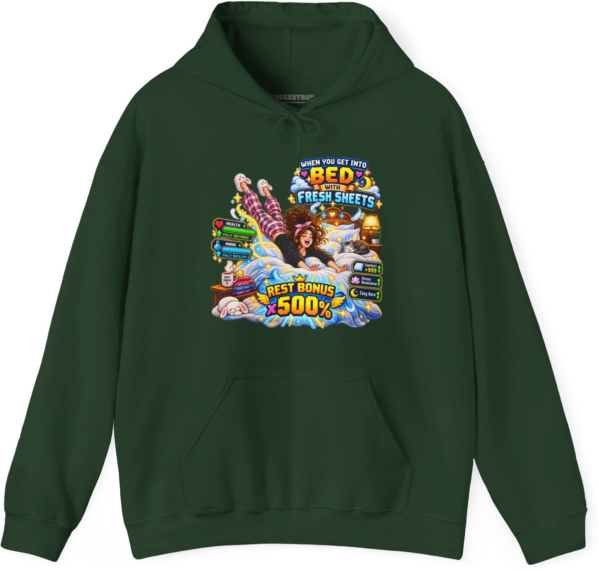 Sleepy Zone - Pullover Hoodie in Forest Green, front view
