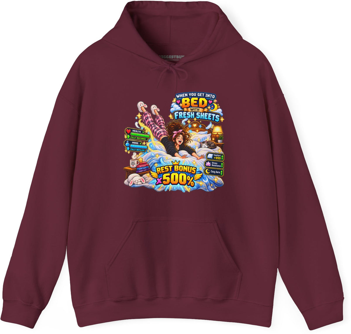 Sleepy Zone - Pullover Hoodie in Maroon, front view