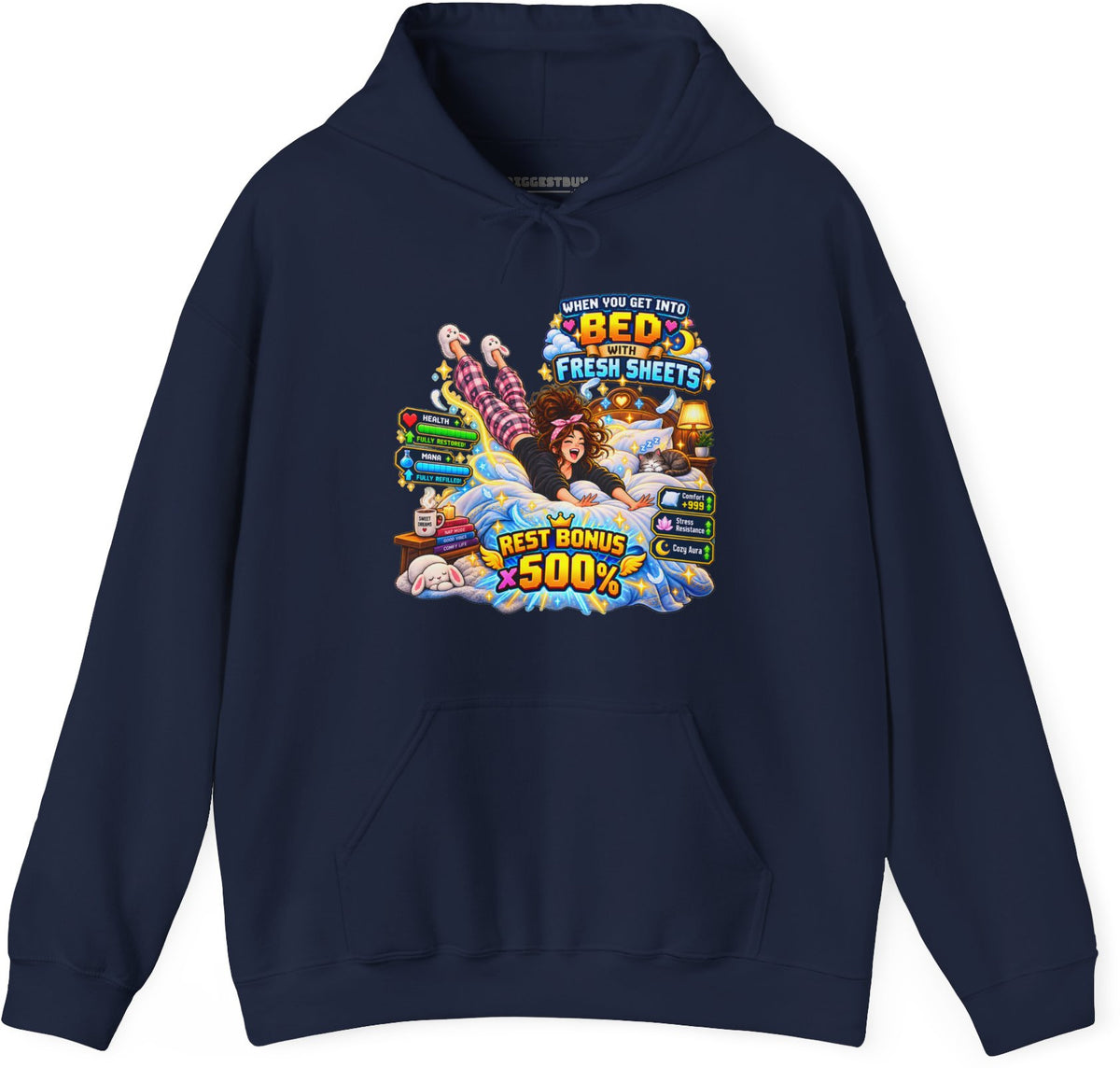 Sleepy Zone - Pullover Hoodie in Navy, front view