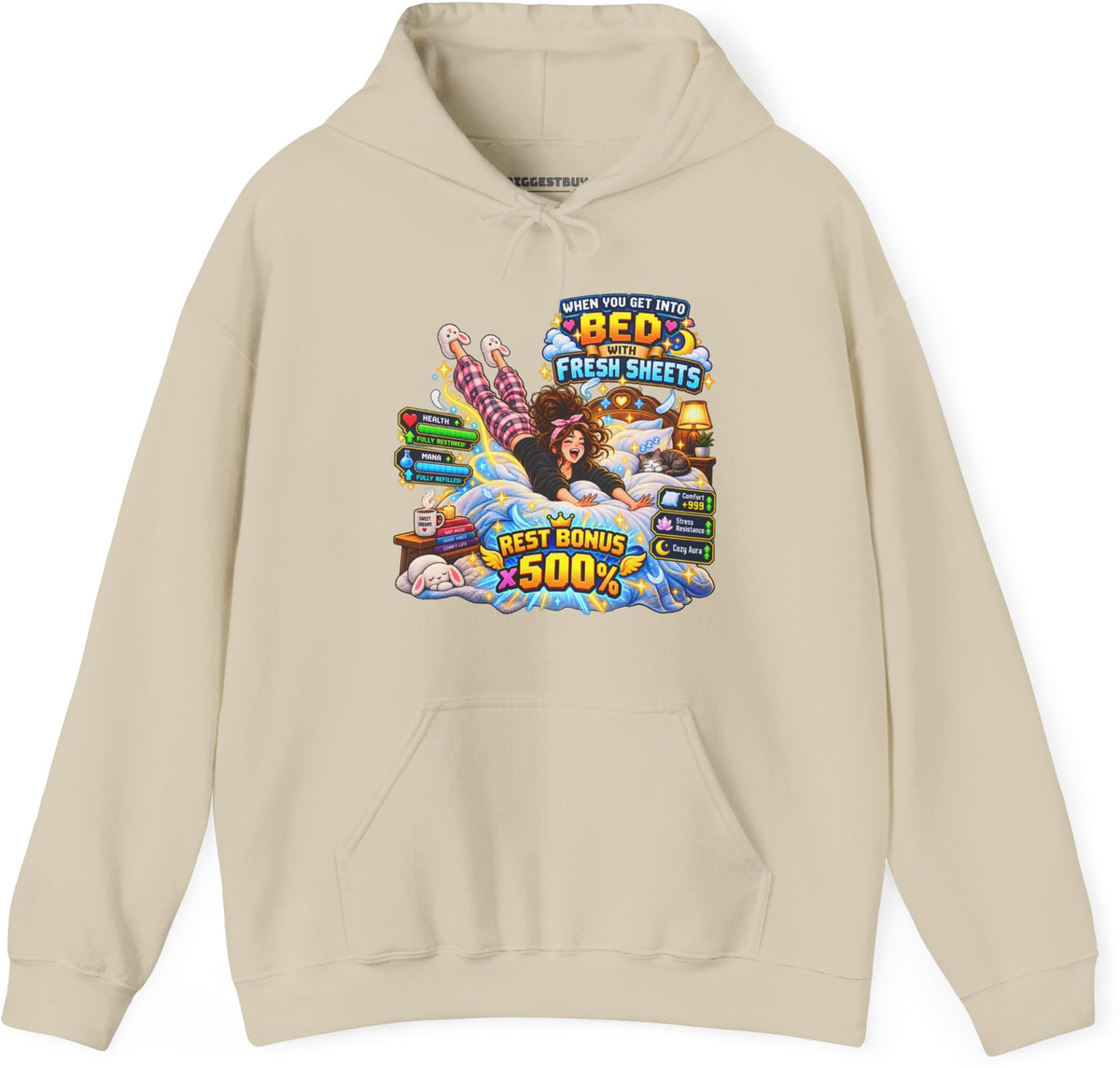 Sleepy Zone - Pullover Hoodie in Sand, front view