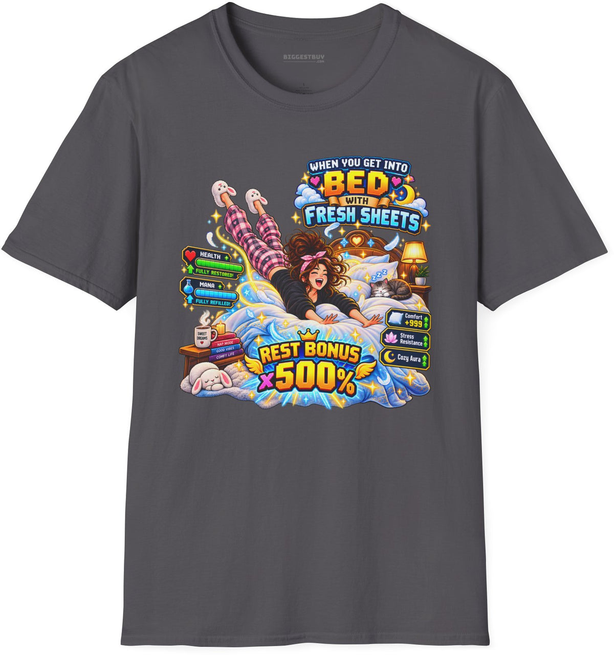 Sleepy Zone - Softstyle T-Shirt in Charcoal, front view