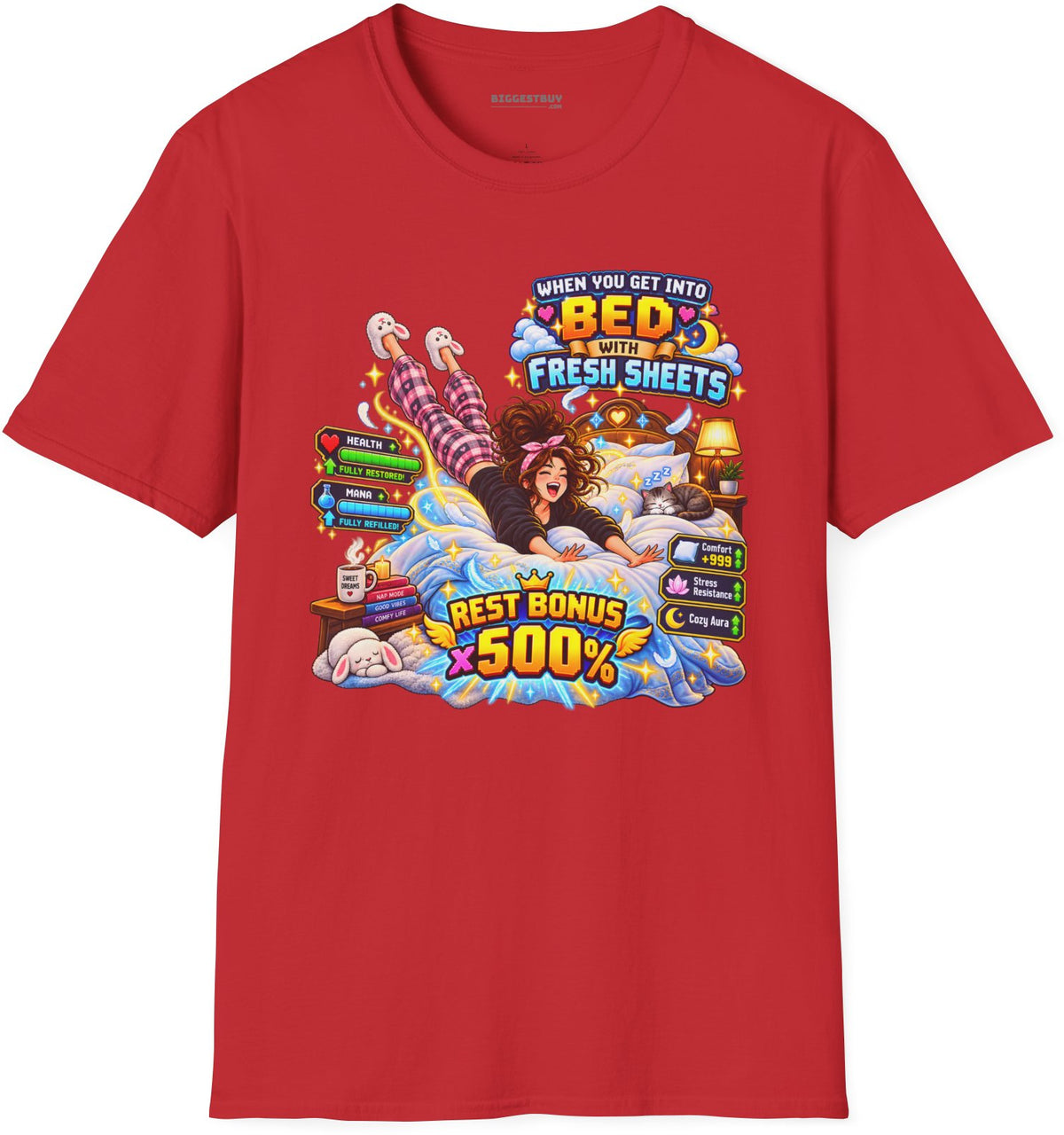 Sleepy Zone - Softstyle T-Shirt in Red, front view