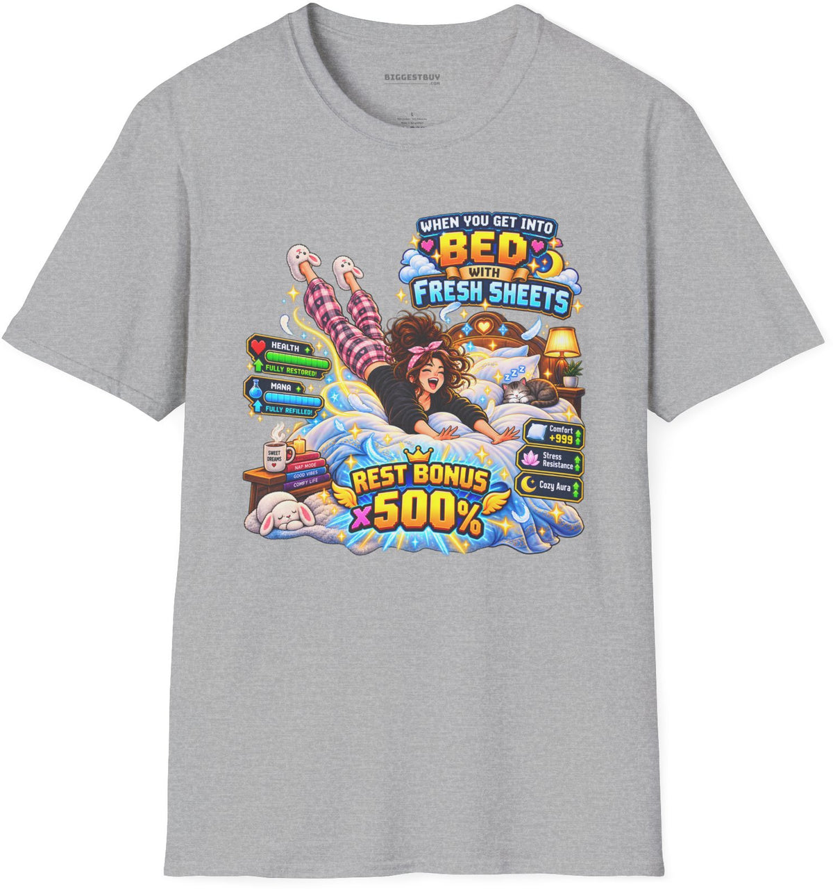 Sleepy Zone - Softstyle T-Shirt in Sport Grey, front view