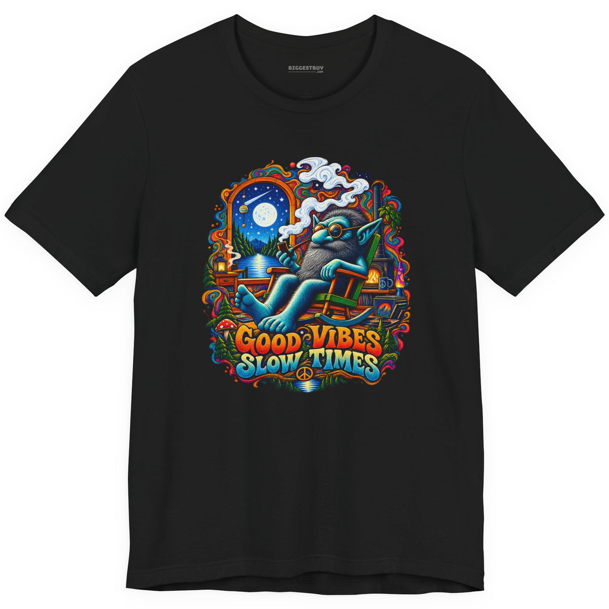 Slow Vibes - Classic Jersey Tee in Black, front view