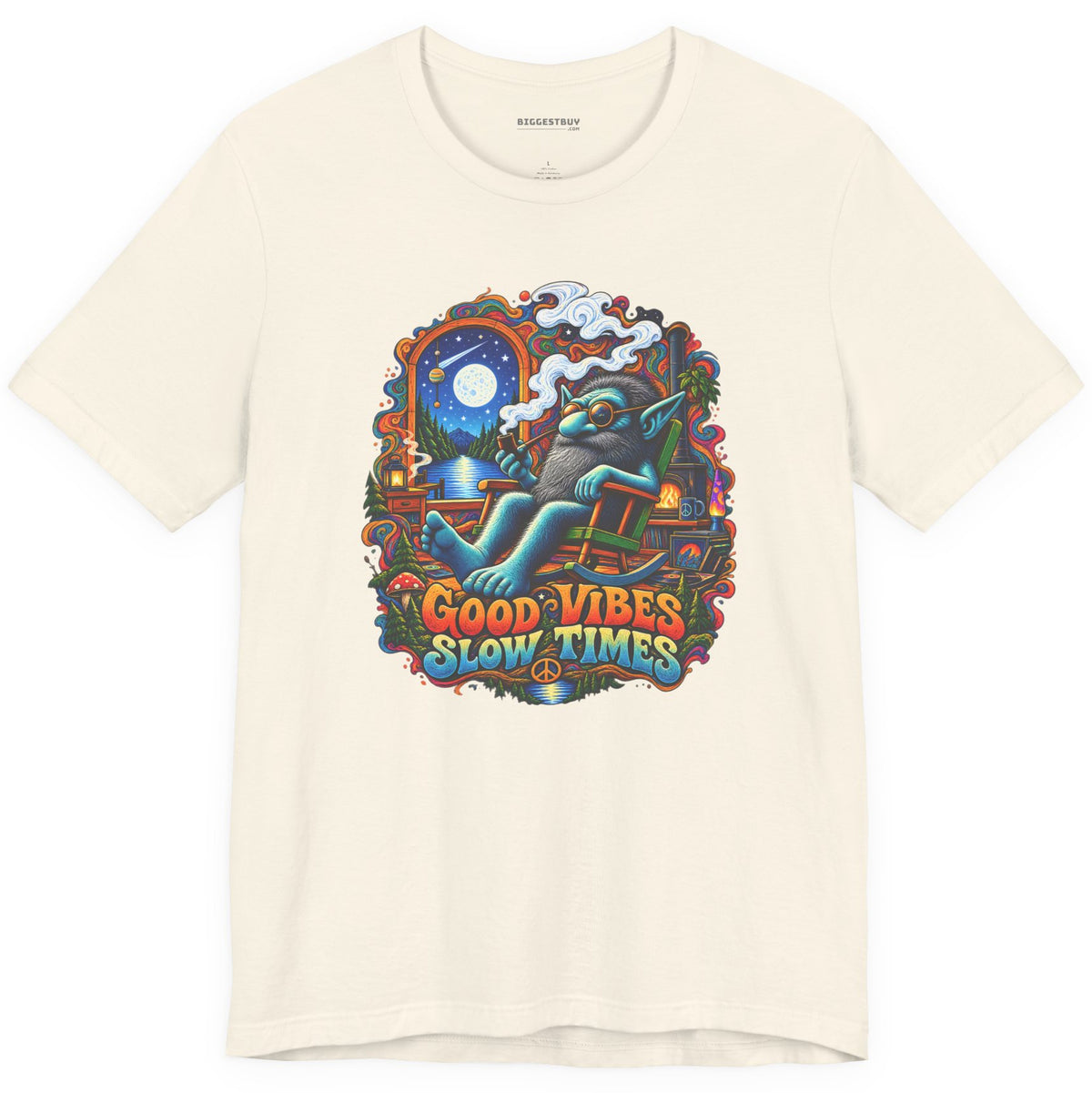 Slow Vibes - Classic Jersey Tee in Natural, front view