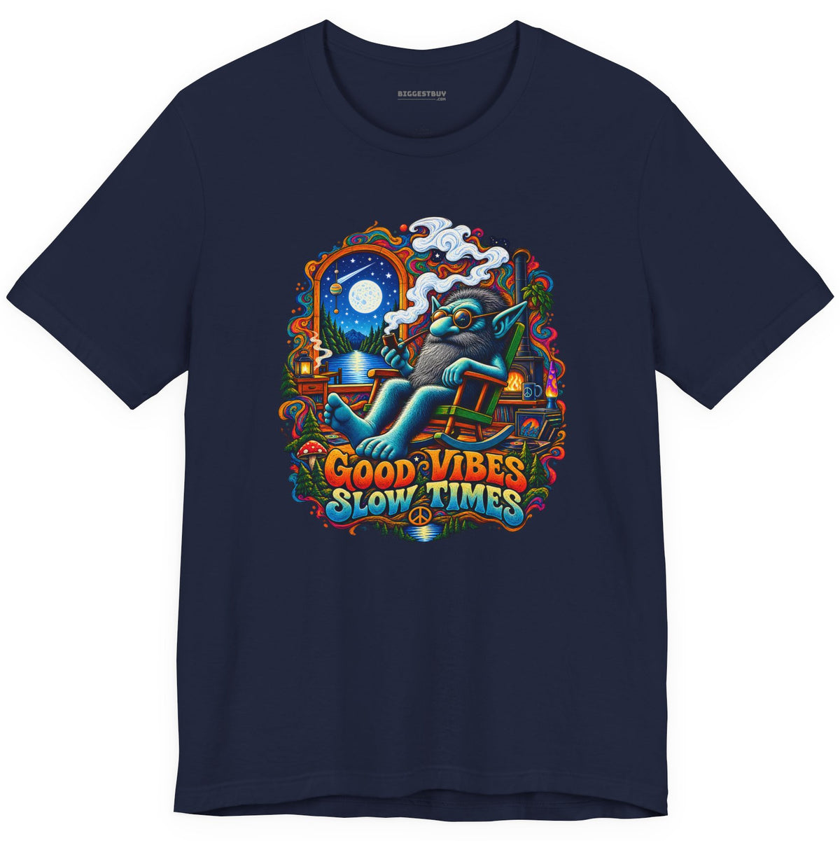 Slow Vibes - Classic Jersey Tee in Navy, front view