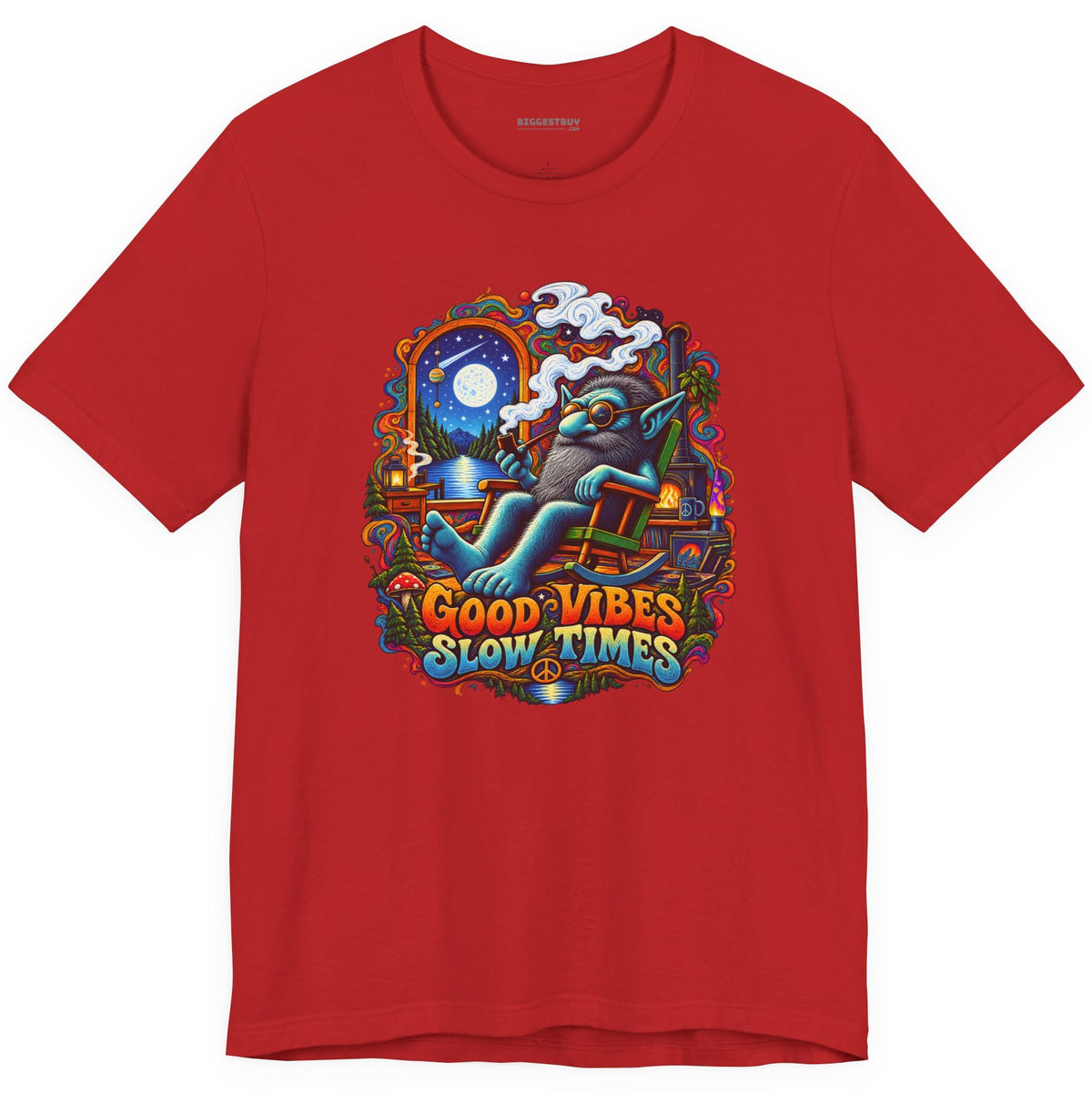 Slow Vibes - Classic Jersey Tee in Red, front view