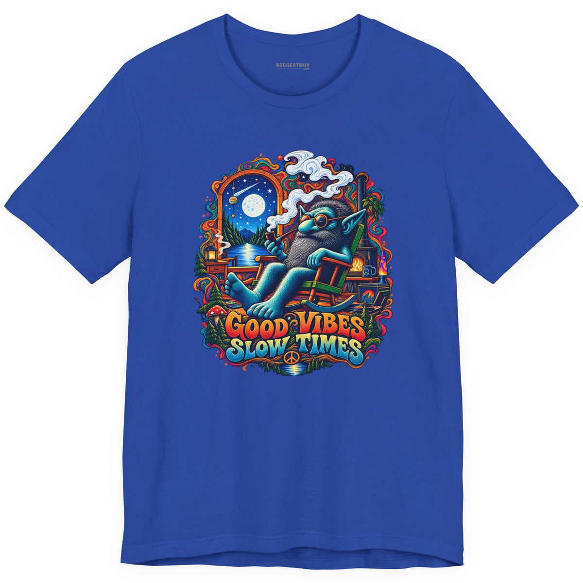 Slow Vibes - Classic Jersey Tee in True Royal, front view