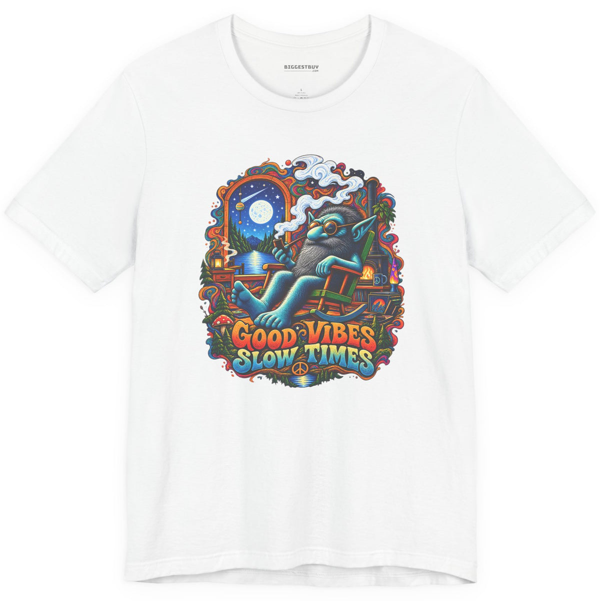 Slow Vibes - Classic Jersey Tee in White, front view