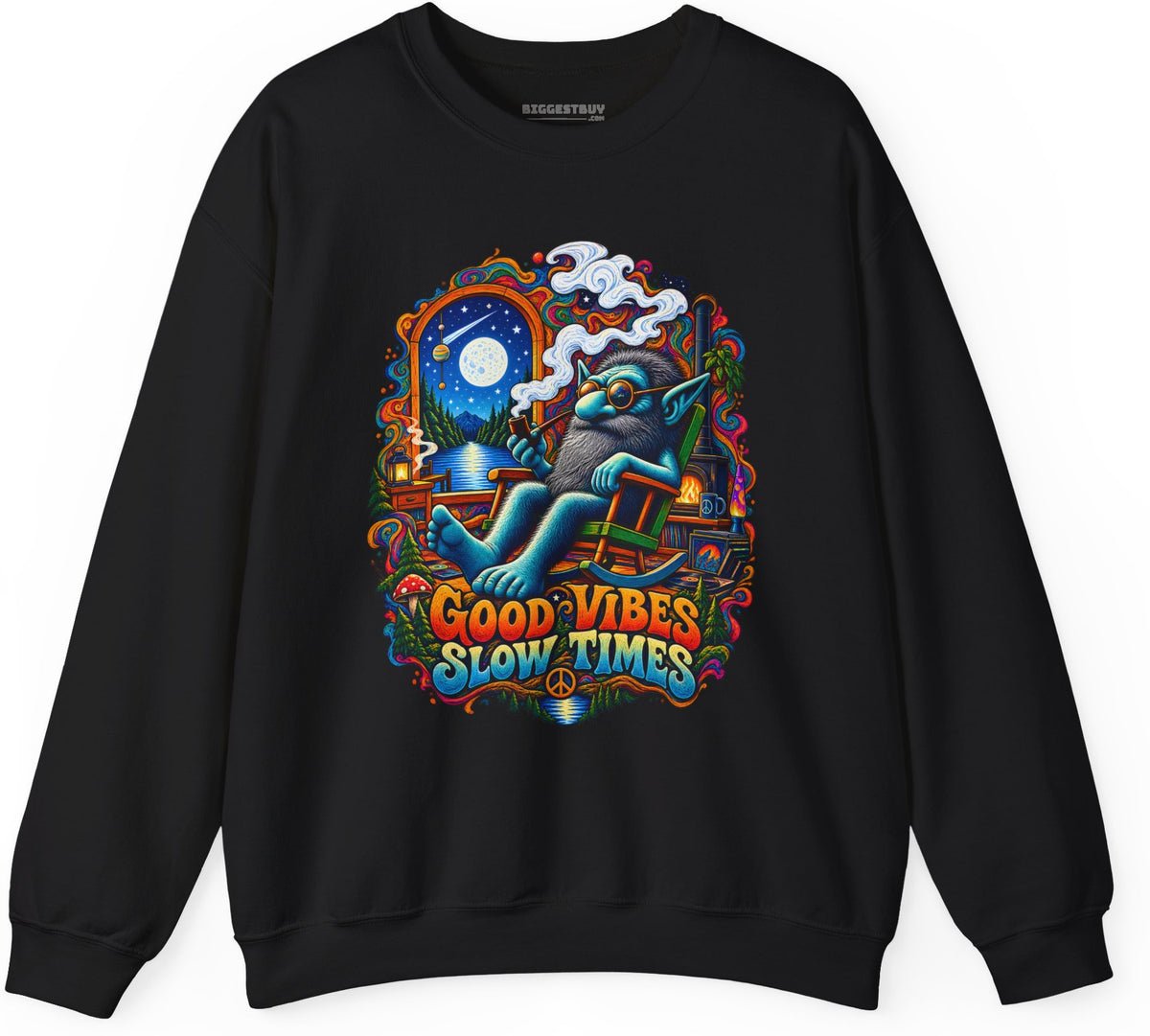 Slow Vibes - Crewneck Sweatshirt in Black, front view