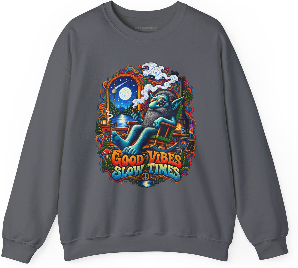 Slow Vibes - Crewneck Sweatshirt in Charcoal, front view