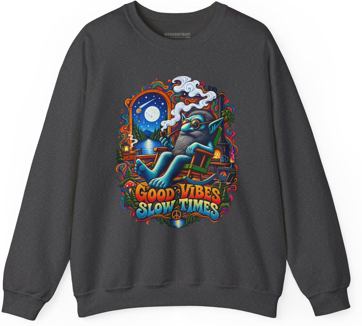 Slow Vibes - Crewneck Sweatshirt in Dark Heather, front view