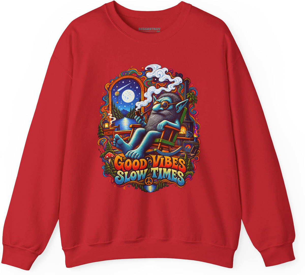 Slow Vibes - Crewneck Sweatshirt in Red, front view