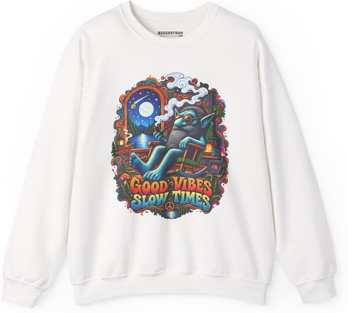 Slow Vibes - Crewneck Sweatshirt in White, front view