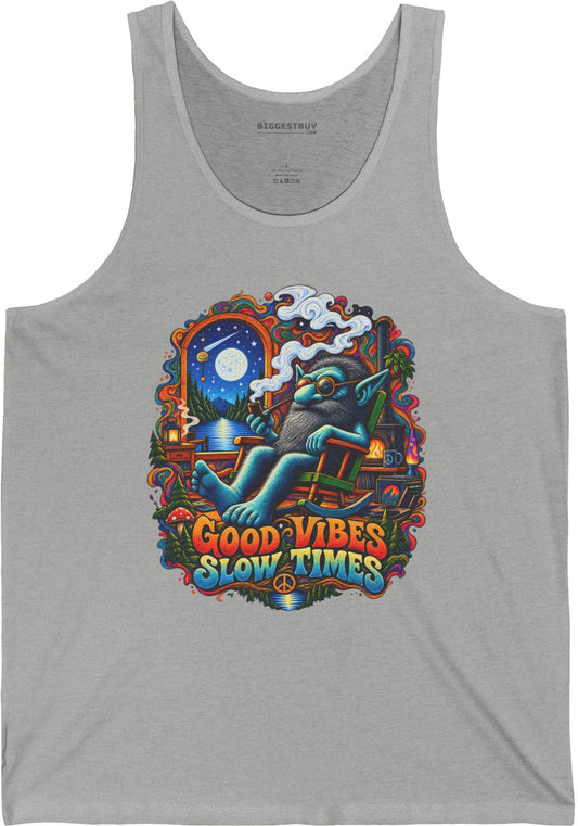 Slow Vibes - Jersey Tank Top in Athletic Heather, front view