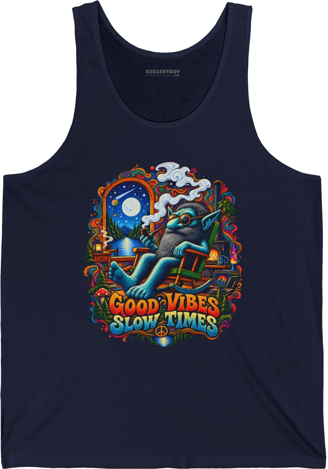 Slow Vibes - Jersey Tank Top in Navy, front view