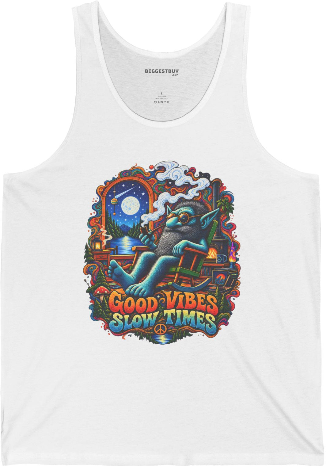 Slow Vibes - Jersey Tank Top in White, front view