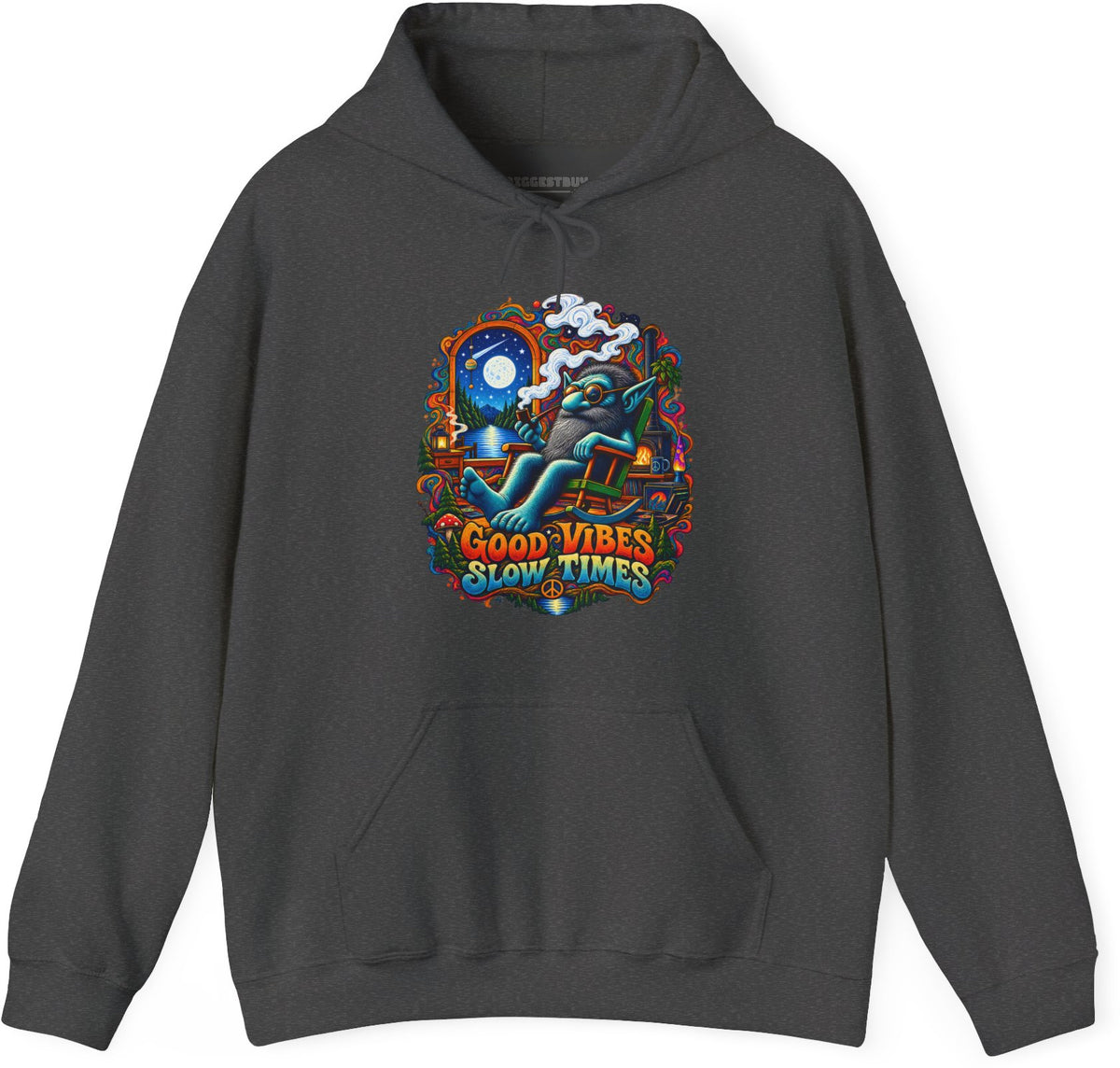 Slow Vibes - Pullover Hoodie in Dark Heather, front view