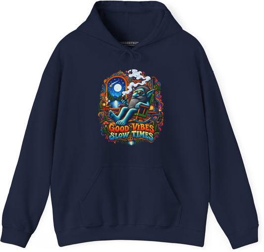 Slow Vibes - Pullover Hoodie in Navy, front view