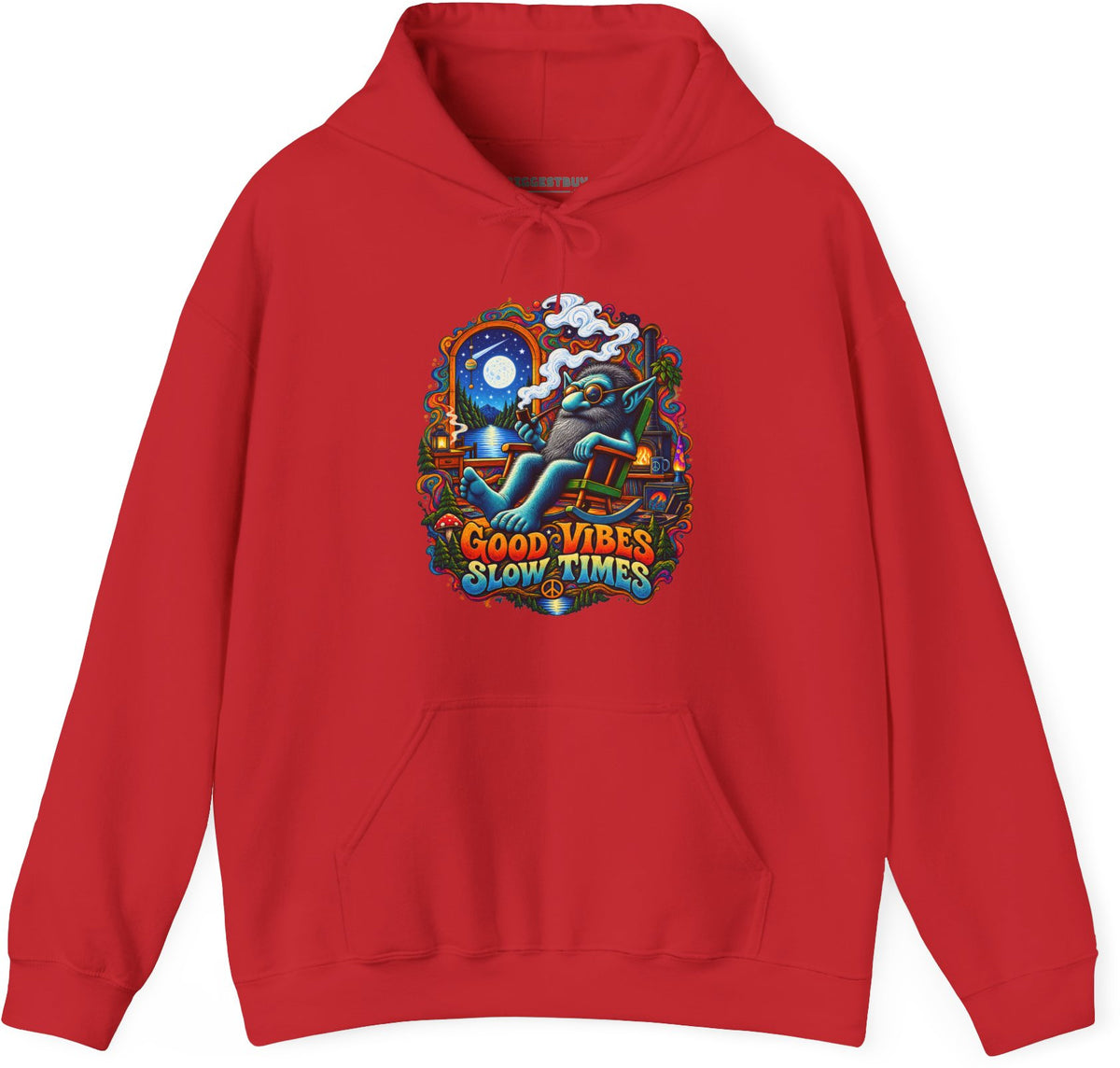 Slow Vibes - Pullover Hoodie in Red, front view