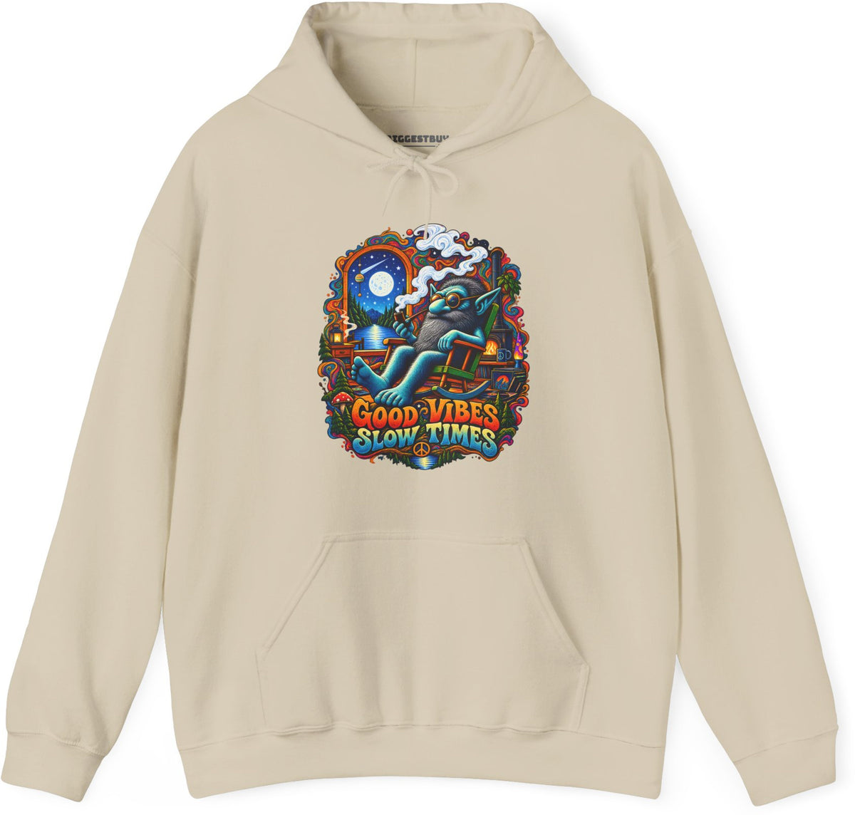 Slow Vibes - Pullover Hoodie in Sand, front view