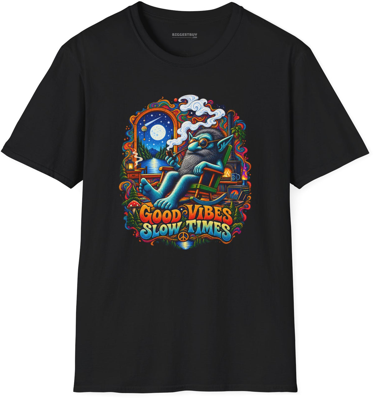 Slow Vibes - Softstyle T-Shirt in Black, front view
