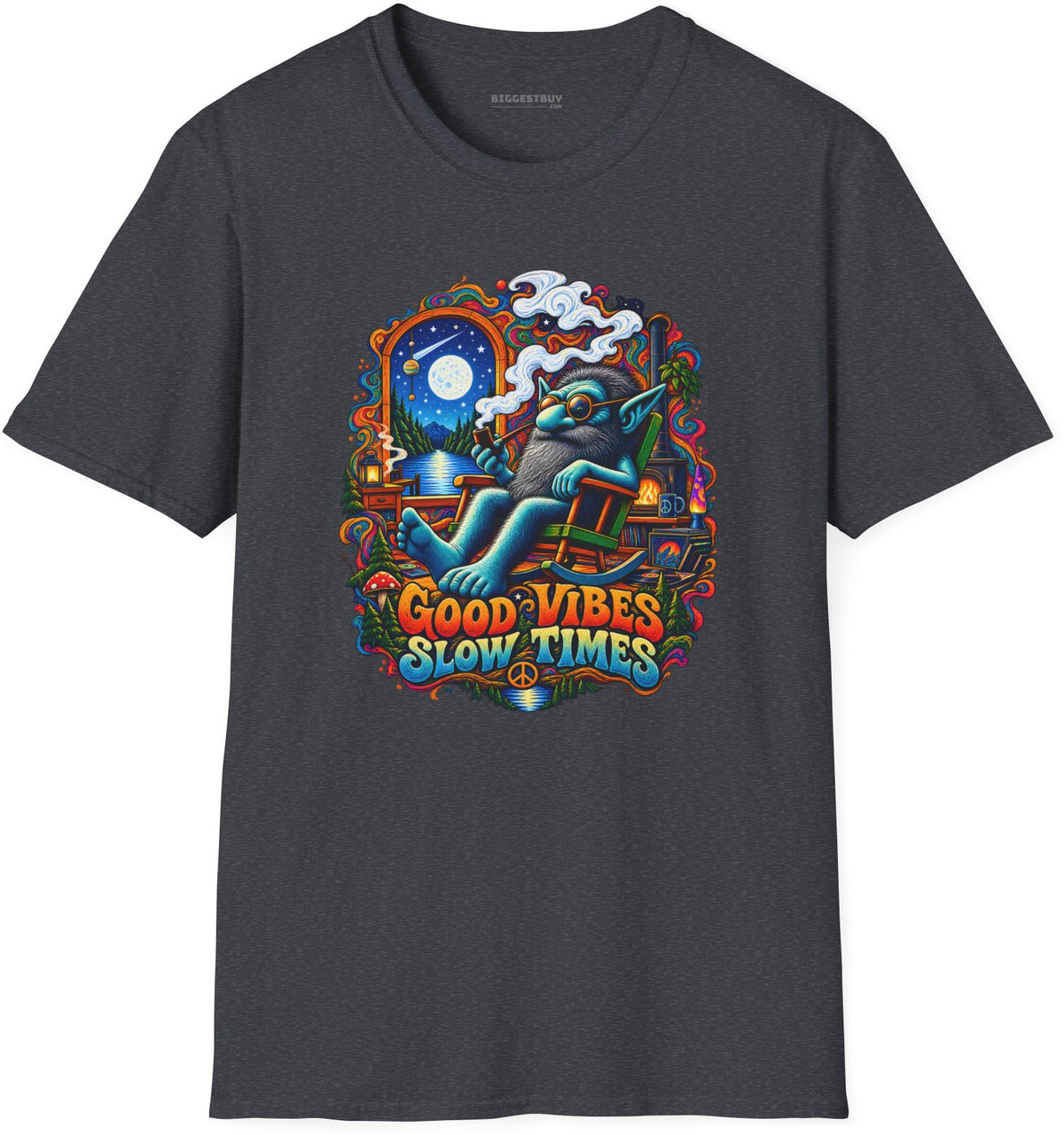 Slow Vibes - Softstyle T-Shirt in Dark Heather Grey, front view
