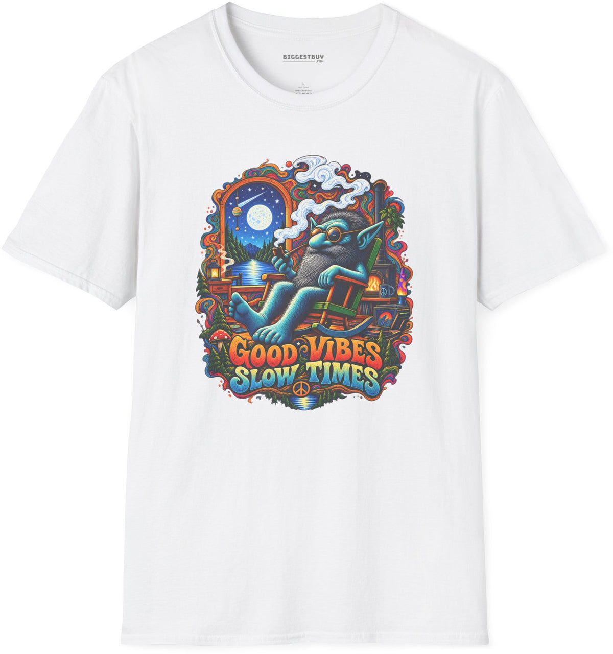 Slow Vibes - Softstyle T-Shirt in White, front view