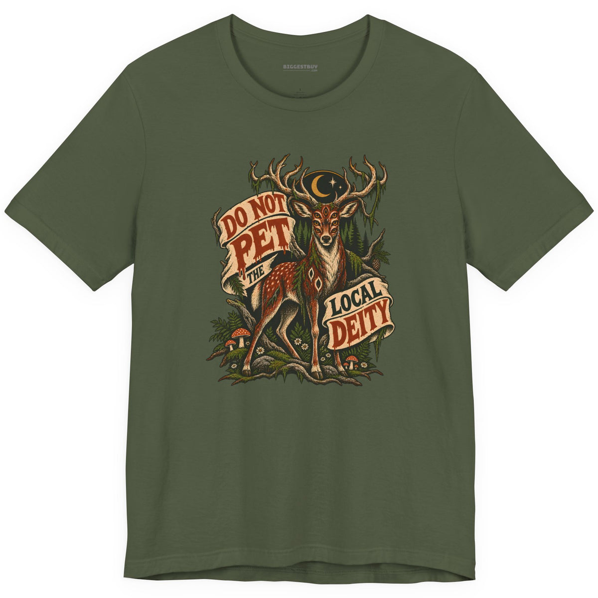 Social Deity - Classic Jersey Tee in Military Green, front view
