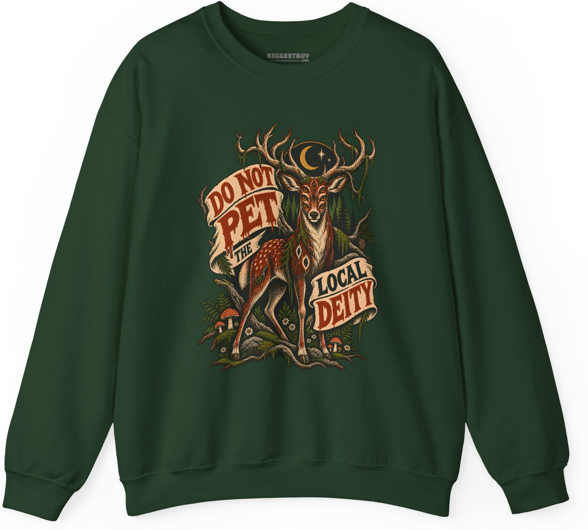 Social Deity - Crewneck Sweatshirt in Forest Green, front view