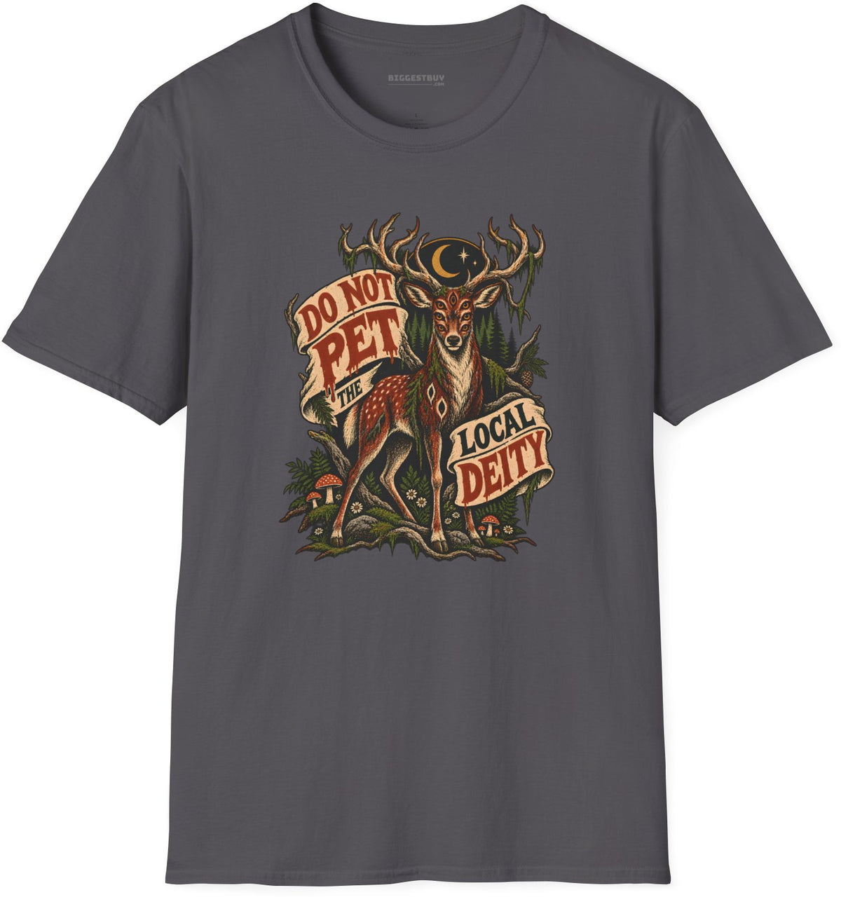 Social Deity - Softstyle T-Shirt in Charcoal, front view