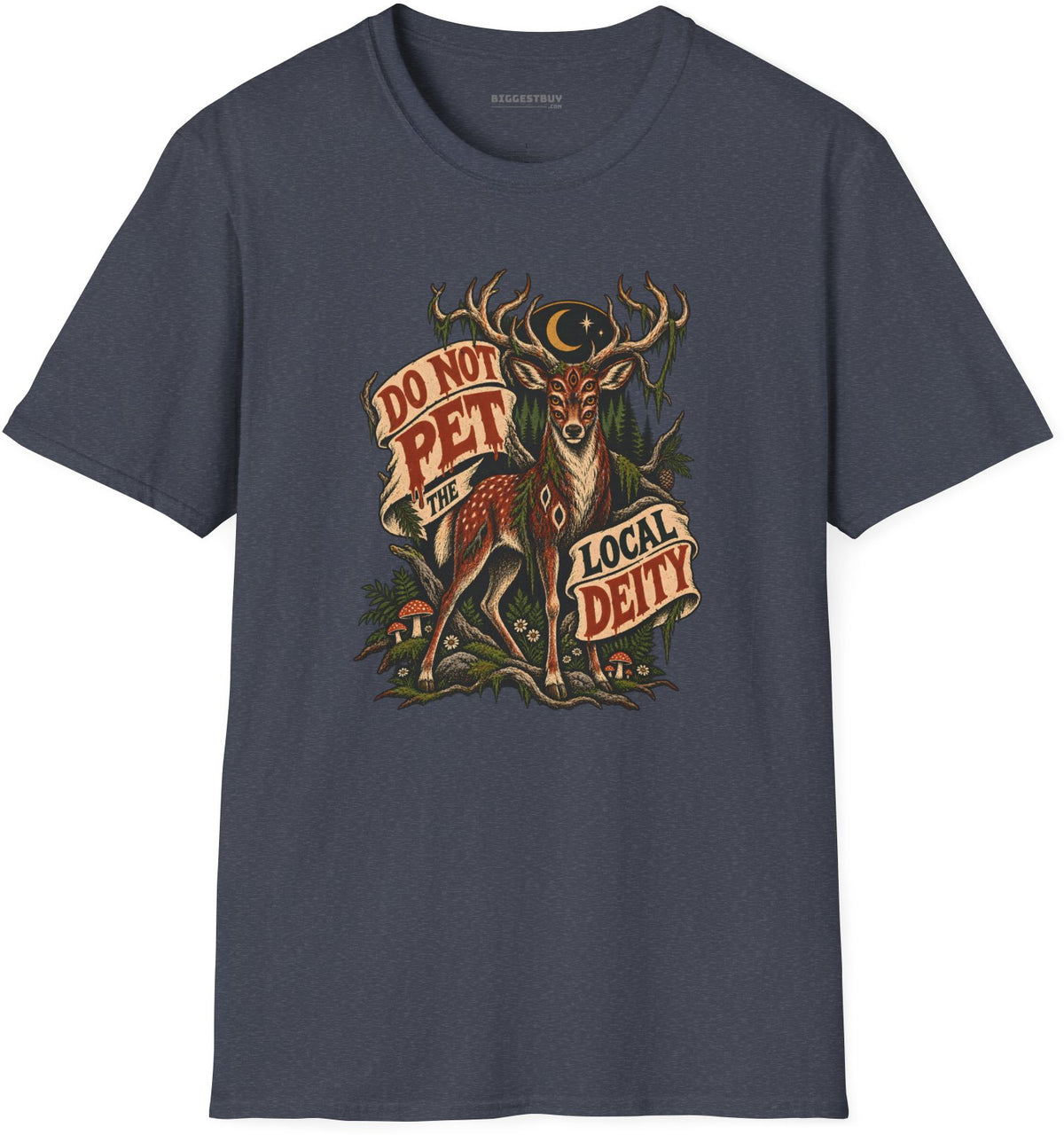Social Deity - Softstyle T-Shirt in Heather Navy, front view