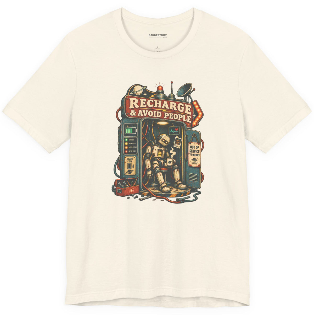 Social Recharge - Classic Jersey Tee in Natural, front view