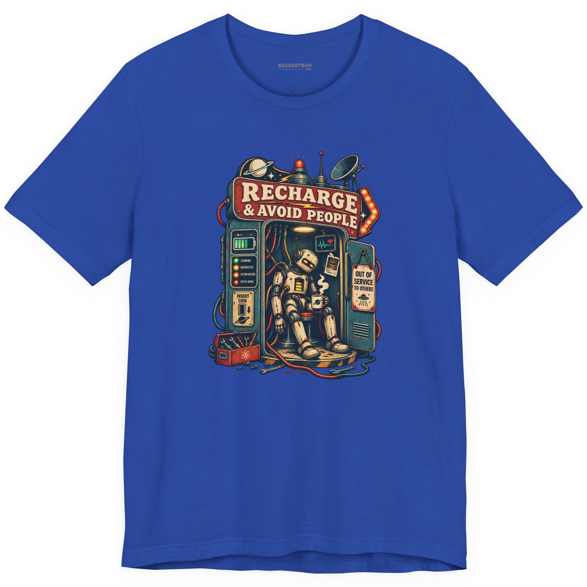 Social Recharge - Classic Jersey Tee in True Royal, front view