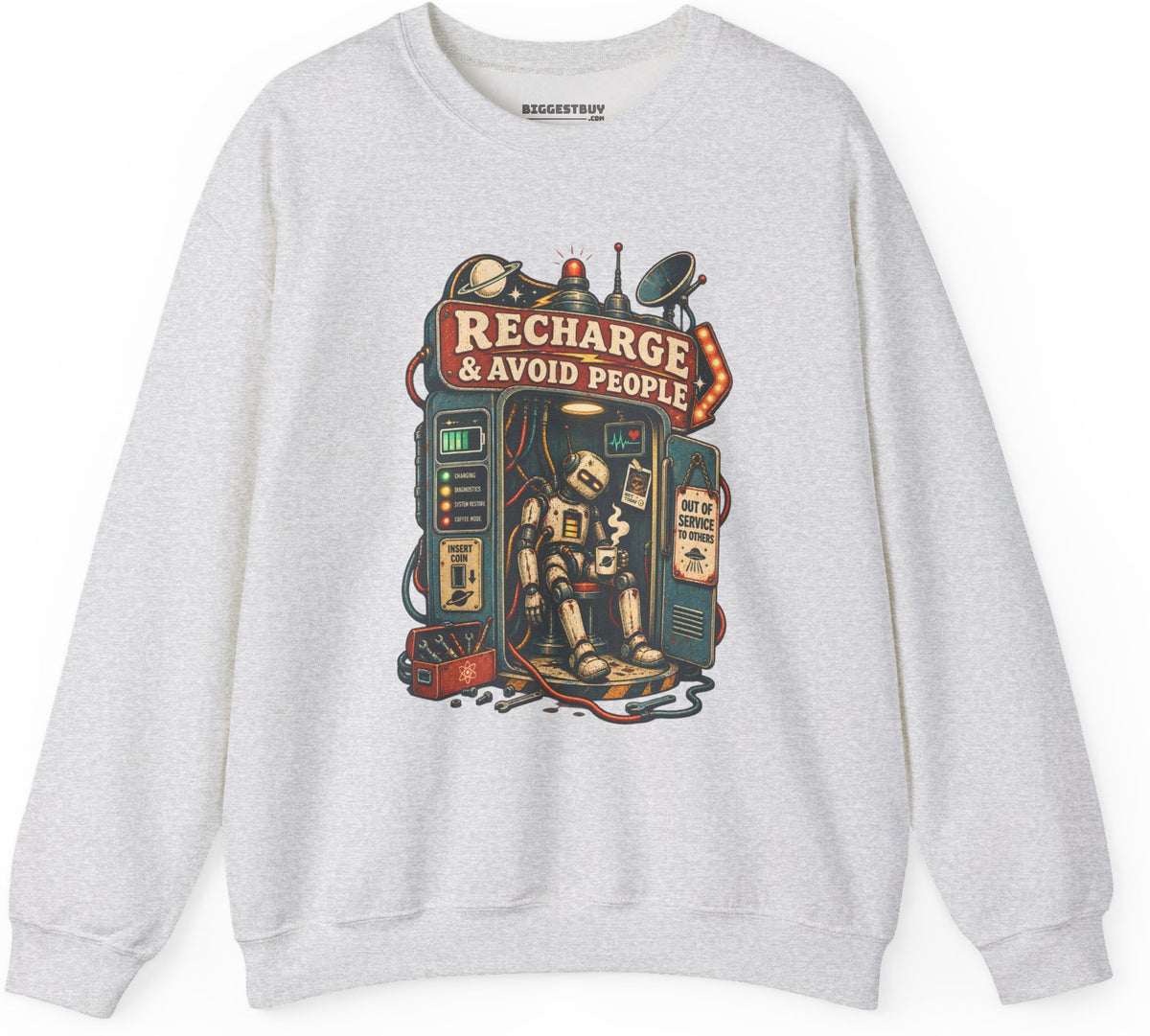 Social Recharge - Crewneck Sweatshirt in Ash, front view