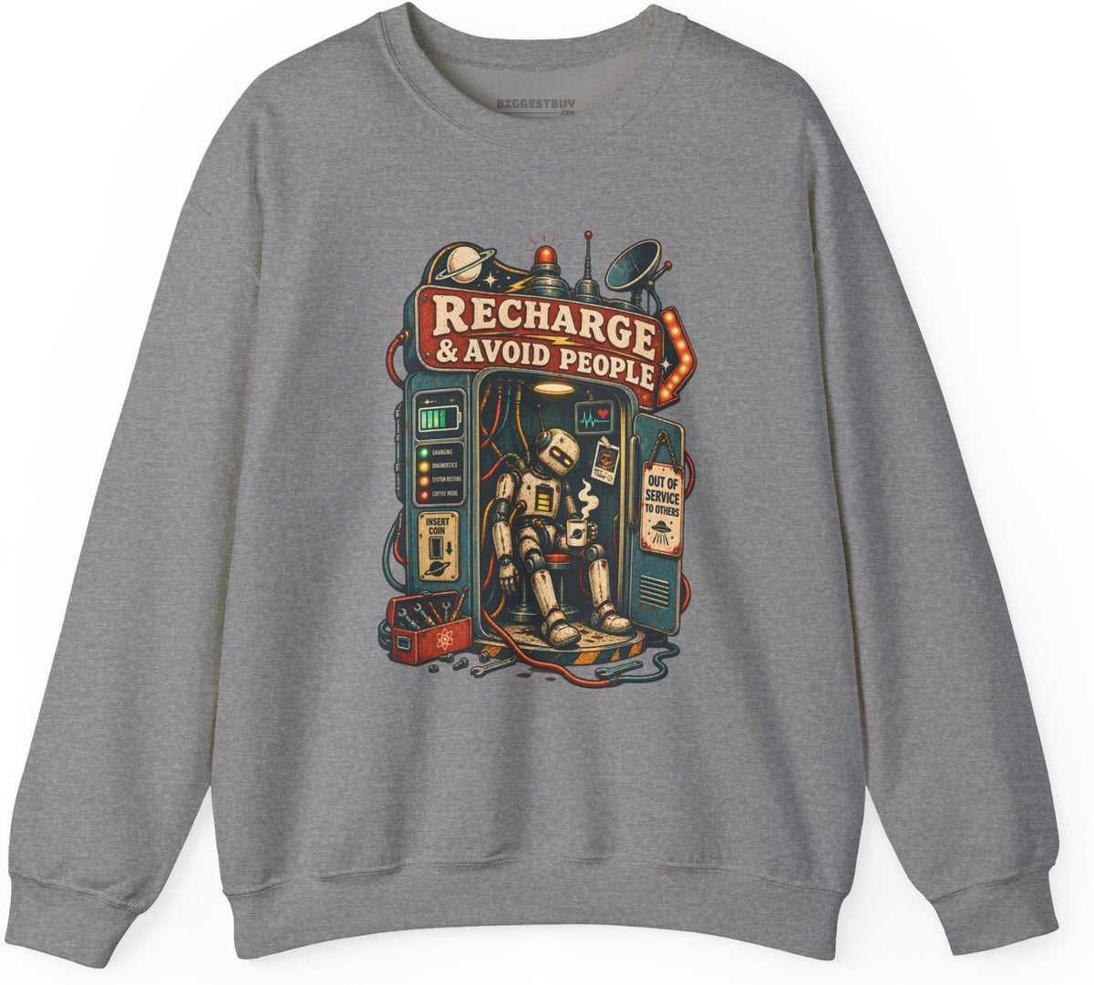 Social Recharge - Crewneck Sweatshirt in Graphite Heather, front view
