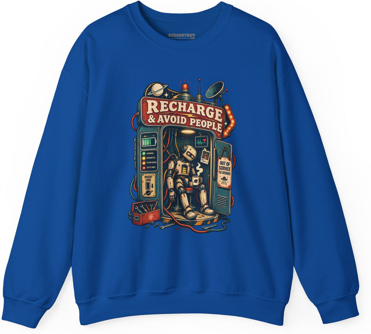 Social Recharge - Crewneck Sweatshirt in Royal, front view