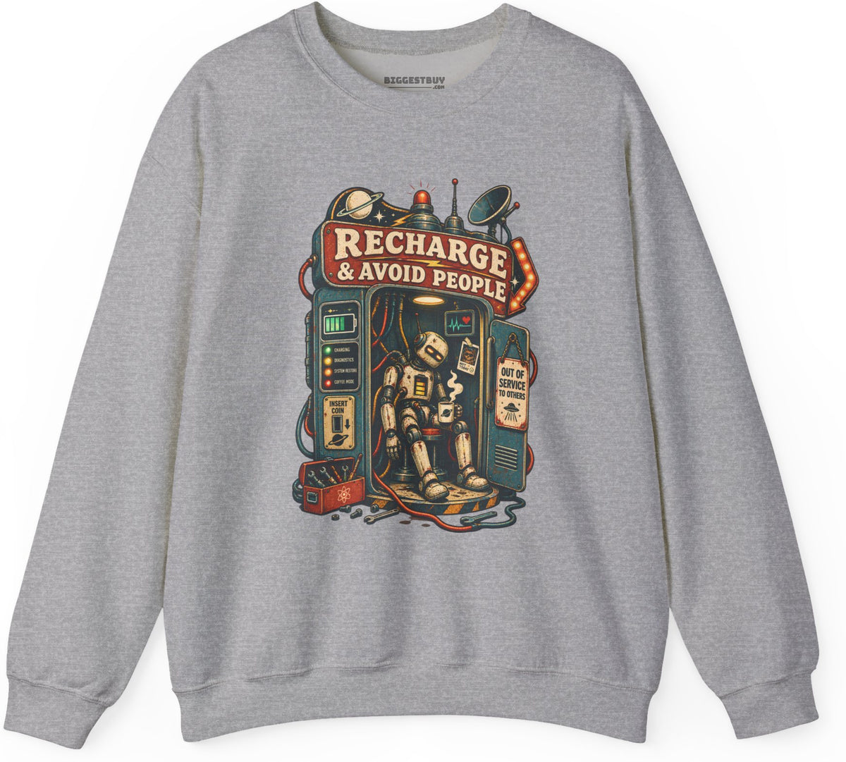 Social Recharge - Crewneck Sweatshirt in Sport Grey, front view