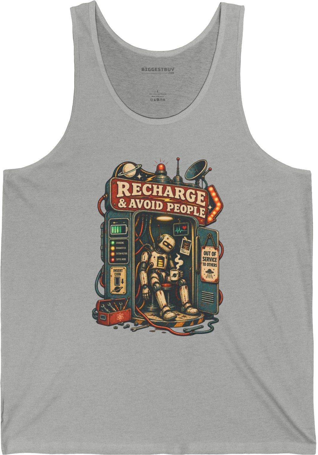 Social Recharge - Jersey Tank Top in Athletic Heather, front view