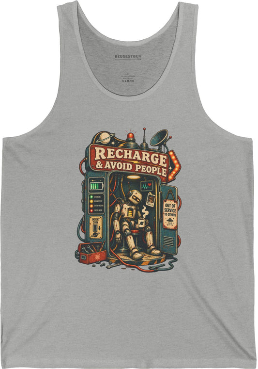 Social Recharge - Jersey Tank Top in Athletic Heather, front view