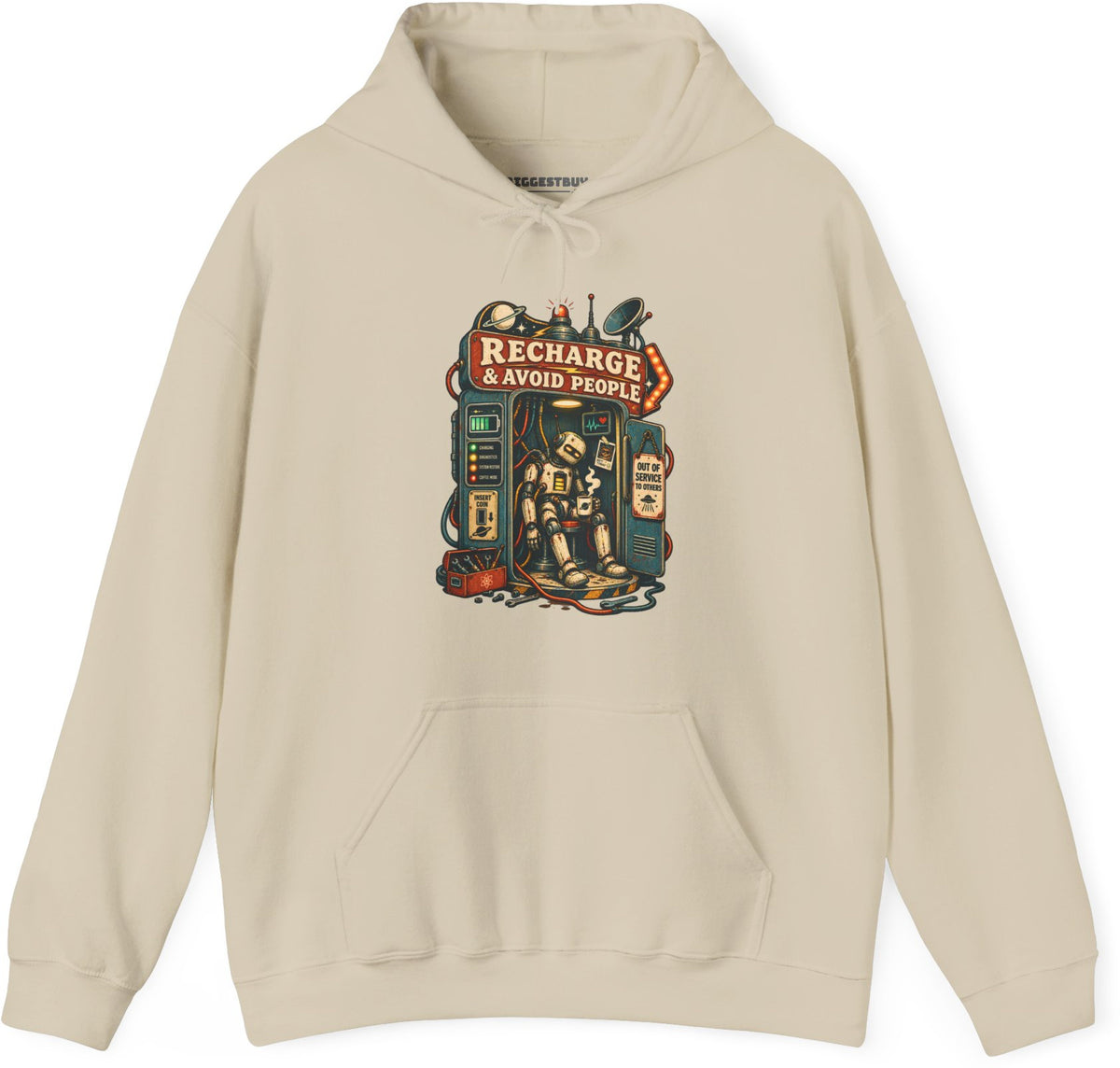 Social Recharge - Pullover Hoodie in Sand, front view